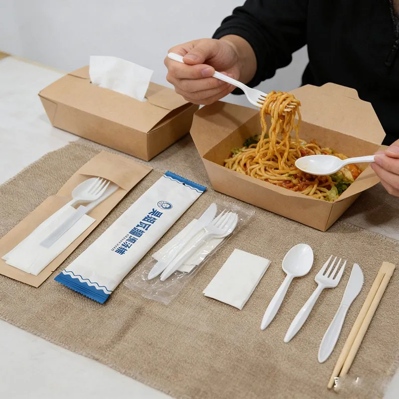 PP White Cutlery Set Knife Spoon Fork Napkin suppliers