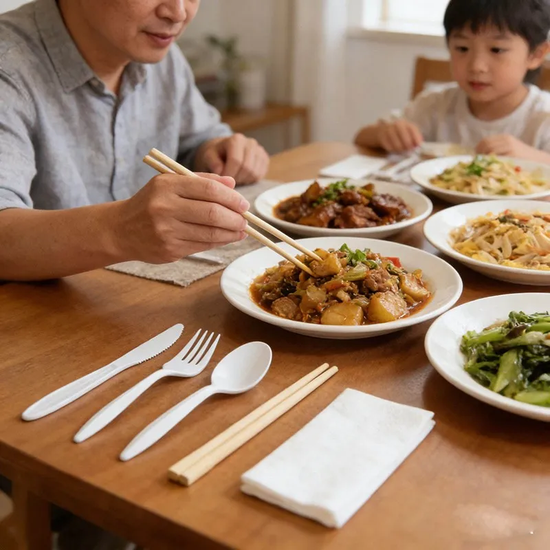 PP White Cutlery Set Knife Spoon Fork Napkin best